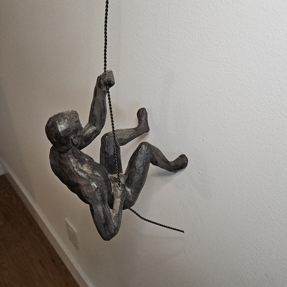 Climbing Male Figure Sculpture seiling / Wall Hanging On Wire Ornament